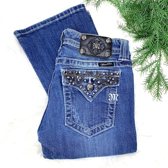 Miss Me Denim - 👖NWOT |•MISS ME•| Metal Bling Flap Pocket Boot Cut Jeans👖